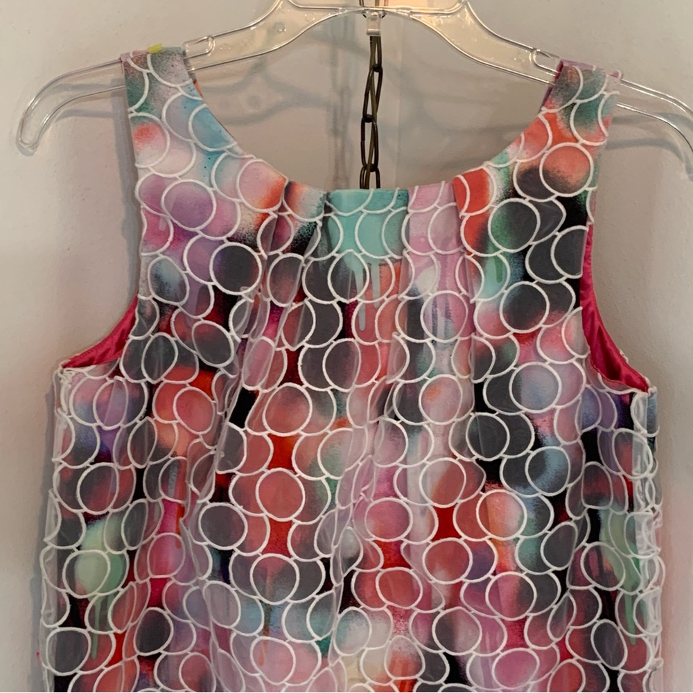 *NWT* French Connection Miami Graffiti Organza Overlay Shift Dress - Picture 6 of 12